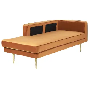 Right Hand Velvet Chaise Lounge Orange MIRAMAS