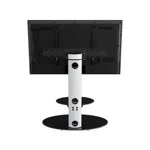 AVF Lugano 80cm Oval Pedestal TV Stand - Satin White and Black Glass