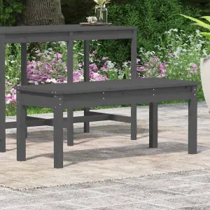 Berkfield Garden Bench Grey 109x44x45 cm Solid Wood Pine