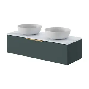 GoodHome Ondava Gloss White Round Counter top Basin (W)41cm