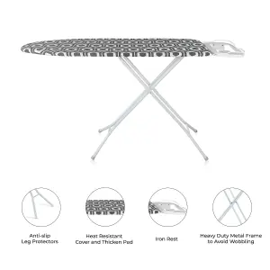 Royalford 114x33cm Ironing Board, Adjustable Height & Iron Rest Lightweight & Foldable