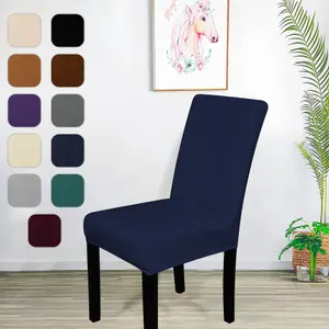 220GSM Universal Dining Velvet Chair Cover, Navy Blue - Pack of 1