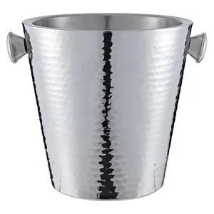 Buckingham Double Wall Stainless Steel Insulated Champagne / Wine Bottle Bucket  22.5 cm / 4.8 Litre, hammered effect