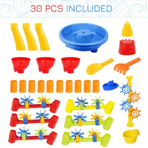 HOMCOM Water Table 30 pcs Waterpark Beach Toy Set Outdoor Sand Activity Playset