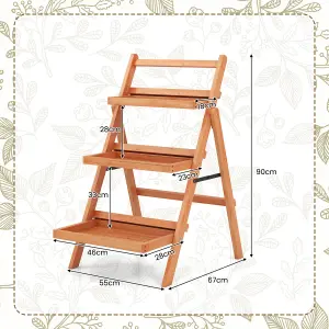 Costway 3-Tier Plant Stand Outdoor Indoor Foldable Flower Racks Display Shelf