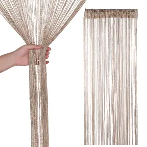 String Curtain Panel Spaghetti Tassel Curtain, 200cm x 90cm - Champagne