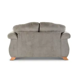 Fairhurst Soft Textured Scroll Arm Grey Fabric 3 + 2 Sofa Suite