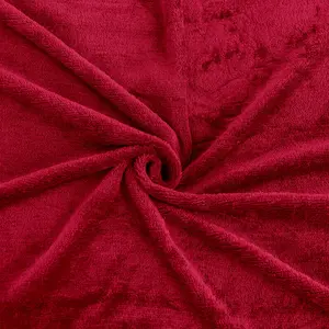 Sherpa Fleece Throw Blanket Burgundy / 200cm W x 240cm L