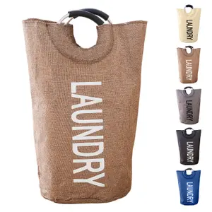 40L Coffee Collapsible Laundry Hamper with Padded Handles Foldable Laundry Basket