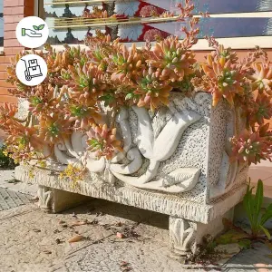 Medium size Tulip design White Stone Planter Trough