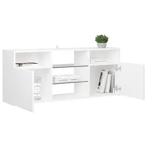 Berkfield TV Cabinet with LED Lights White 120x30x50 cm