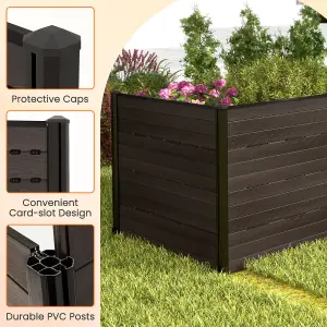 Costway Outdoor 2 HDPE Fence Panels 120 x 115 cm Privacy Fence Screen w/ 5 Ground Stakes