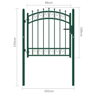 Berkfield Fence Gate with Spikes Steel 100x100 cm Green