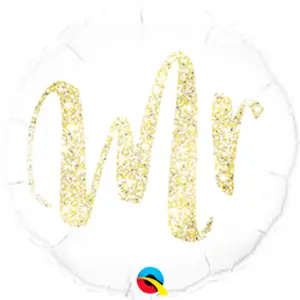 Qualatex 18in Mr. Glitter Foil Balloon White/Gold (One Size)