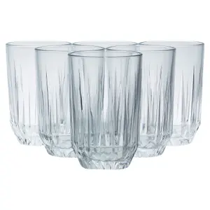 Queensway Home & Dining Height 12cm Set of 6 Clear 350ml Tall Drinking Glasses Tumblers Water Spirits Cordial Juice Milk