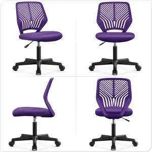 Yaheetech Adjustable Armless Office Desk Chair - Purple