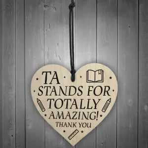 Red Ocean Teaching Assistant TA Gifts Wooden Heart End Of Term Leaving School Teacher Gifts