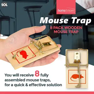 8pk Wooden Mouse Traps for Indoors - Durable Reusable Snap Traps - Mice Trap for Indoors - Mouse Trap - Mice Traps Mouse-Trap