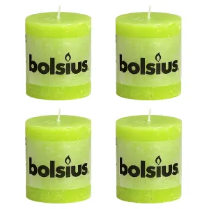 Bolsius 4PC Lime Rustic Pillar Candles 80 x 68mm