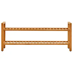 Berkfield Shoe Rack with 2 Shelves 100x27x40 cm Solid Oak Wood