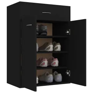 Berkfield Shoe Cabinet Black 60x35x84 cm Engineered Wood