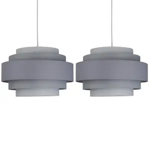 First Choice Lighting Pair of Grey Ombre 5 Tier Light Shades