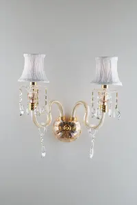 Luminosa MONET Wall Light Gold, Crystal With Fabric 40x37x24cm