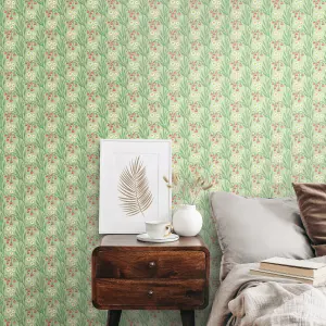 Hoopla Walls Meadow Stripe Pistachio Smooth Matt Wallpaper