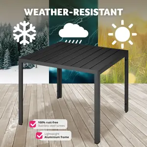 Garden Furniture Table Maren - aluminium, wood look, 90 x 90 x 74.5 cm - black