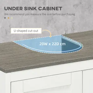 kleankin Bathroom Sink Cabinet, Freestanding Under Sink Cabinet Adjustable Shelf