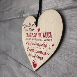 Red Ocean Friendship Best Friend Sign Shabby Chic Wood Hanging Heart Plaque Thank You Gift