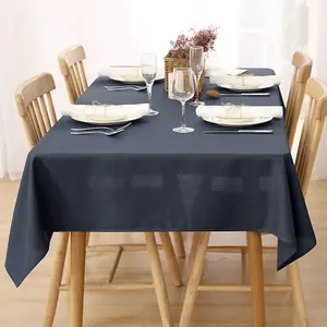 Deconovo Wipeable Tablecloth Faux Linen Tablecloth Water Resistant Table Cloth for Birthday Party Dark Grey 130x130cm(51x51in)