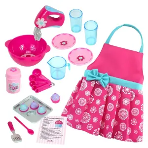 Sophia's by Teamson Kids Baking Accessories and Apron Set for 18" Dolls, Pink