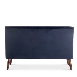 2 Seater Loveseat Small Sofa in Velvet Navy Blue Fabric