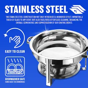 4.5 Ltr Stainless Steel Chafing Dish Set Serving Occasion Glass Lid Handles New