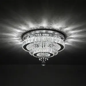 Elegant Crystal Round LED Ceiling Light Cool White Light 36W 40cm Dia