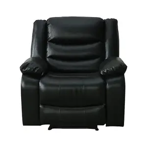 Sorreno Bonded Leather Recliner 1 Seater Sofa In Black