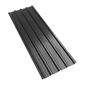 12 Pcs Corrugated Garage Shed Panels, Steel Roofing Covers, Black 115cm L 45cm W