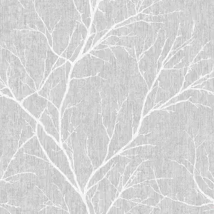 Fresco Winter Tree Forest Silhouette Grey Wallpaper