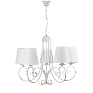 Luminosa Pompei 5 Light Multi Arm Chandelier With Shades, White With Shades