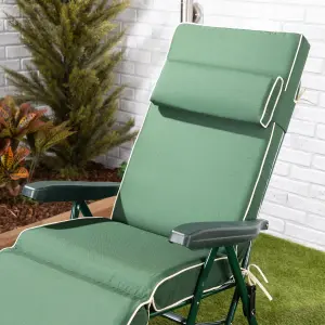 Alfresia Relaxer Garden Chair, Green Frame with Luxury Green Cushion