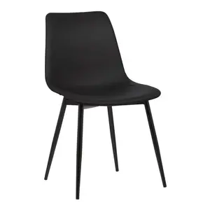 Bixler Contemporary Armless Upholstered Dining Chair with Black Metal Legs Black