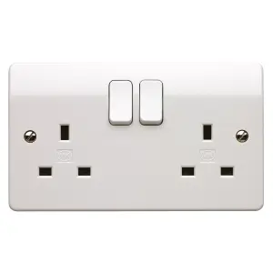 MK Double 13A 240V Gloss White Inboard Socket with 2 poles