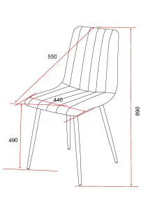 PAIR of Grey straight stitch Aspen dining chairs, black tapered legs