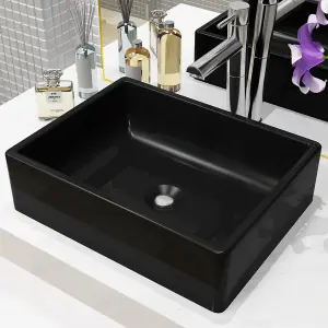 Berkfield Basin Ceramic Rectangular Black 41x30x12 cm