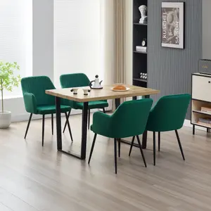 Colorado Dining Table with 4 Green Charlotte Velvet Chairs