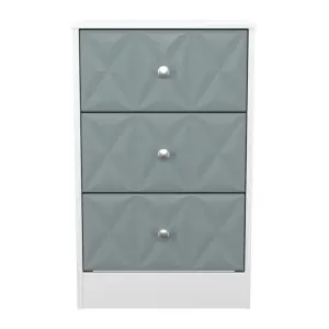 San Jose Ready assembled Duck egg blue & white 3 Drawer Bedside chest (H)726mm (W)450mm (D)395mm