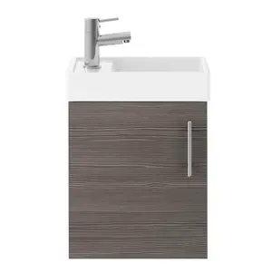 Vault 400mm Single Bathroom Vanity with Integrated Vitreous China Basin Anthracite Woodgrain