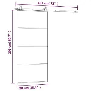 Berkfield Sliding Door with Hardware Set 90x205 cm ESG Glass&Aluminium