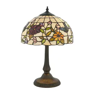 Small Tiffany Butterfly Table Light - Dark Bronze Finish - 2 x 40W E14 Golf